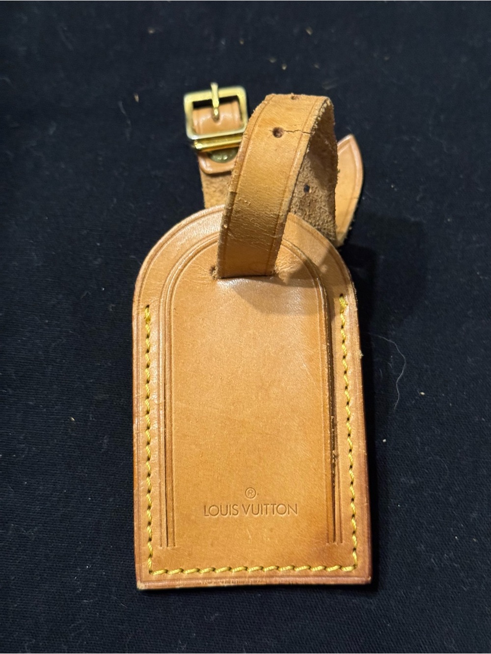 Louis Vuitton Brown Leather Luggage Tag with Strap